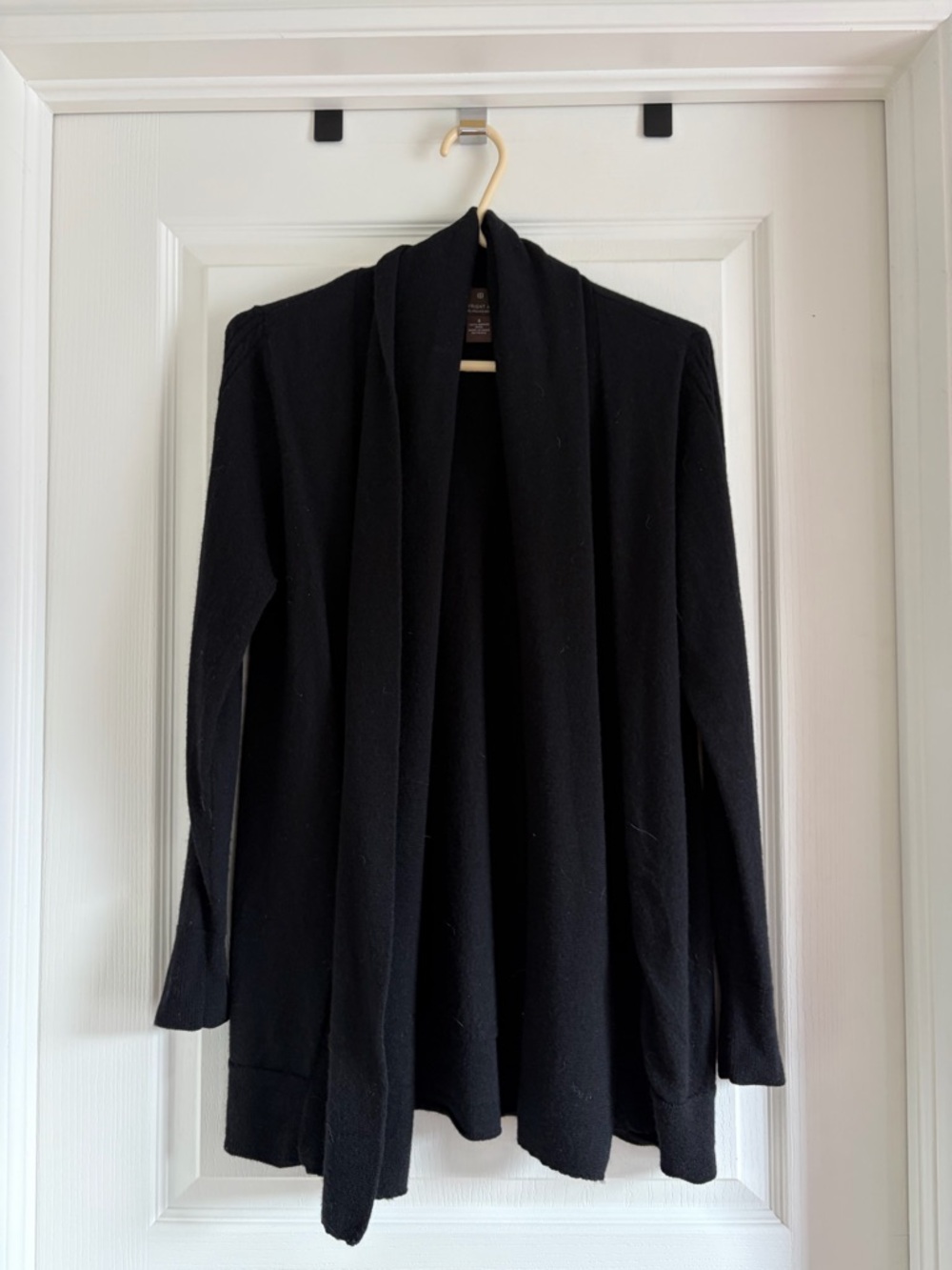 Black Merino Wool Open-Front Women's Sweater